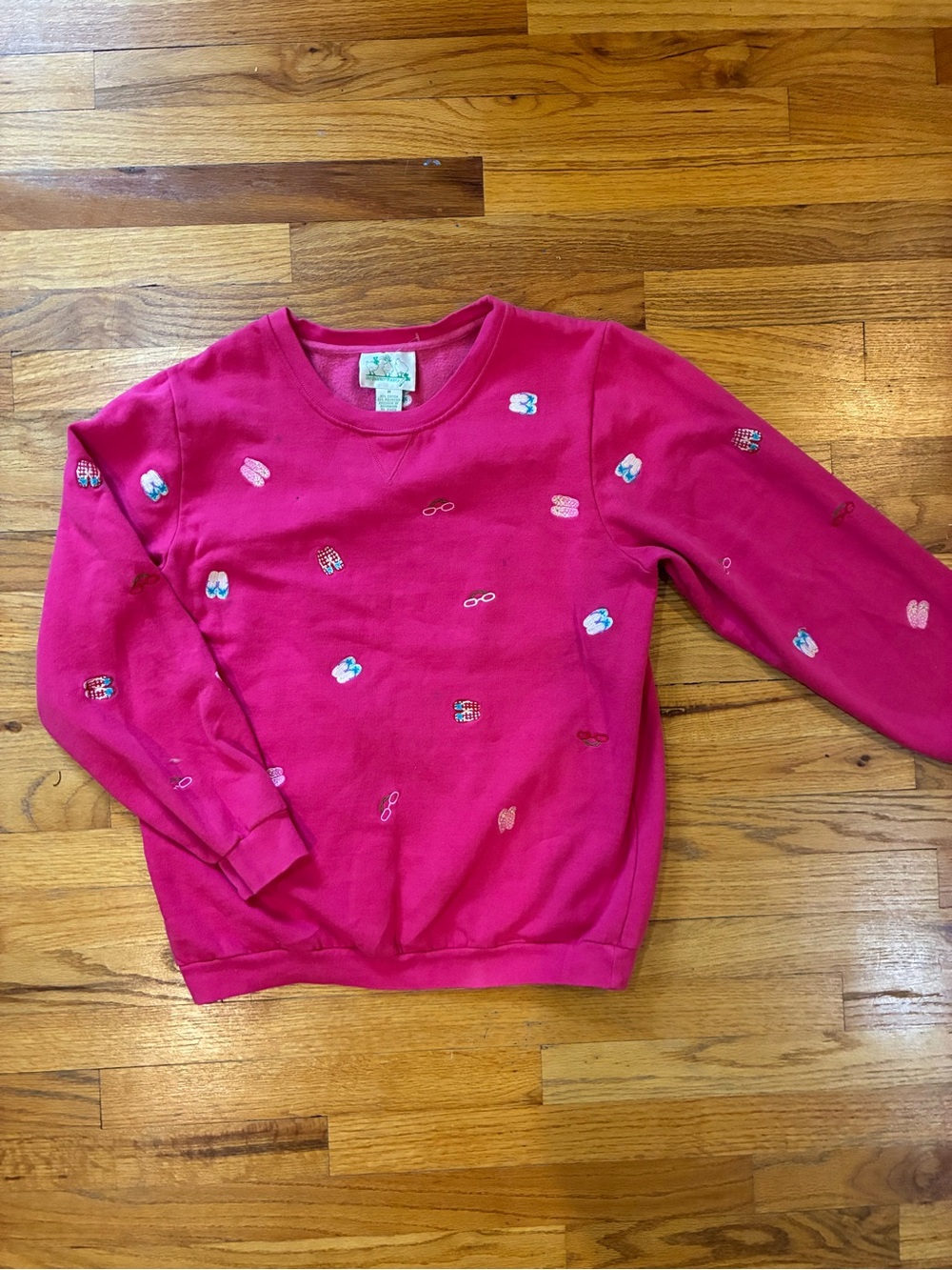 Bright Pink Embroidered Crew Neck